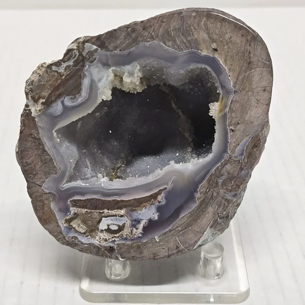 Quartz Crystal Agate Sparkling Geode With Stand